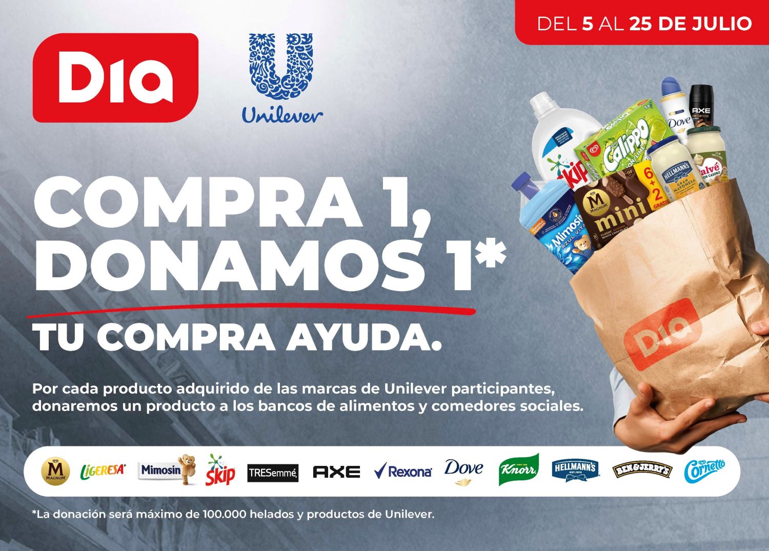 Unilever y Dia donan hasta 100 mil helados y productos solidarios este verano