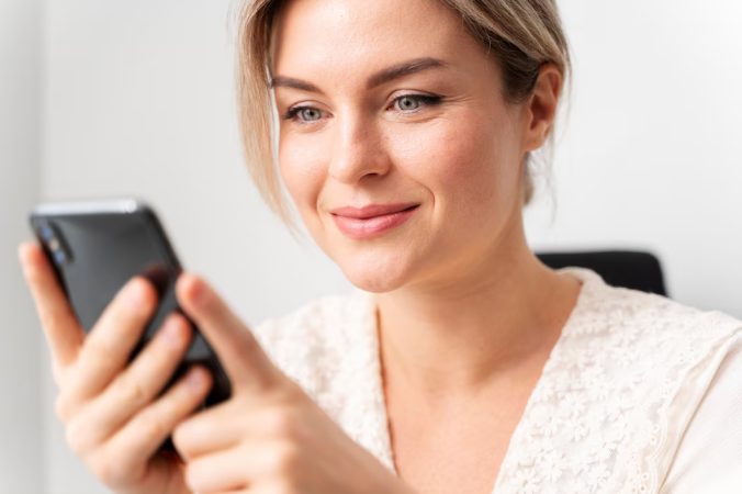 Mujer usando la app