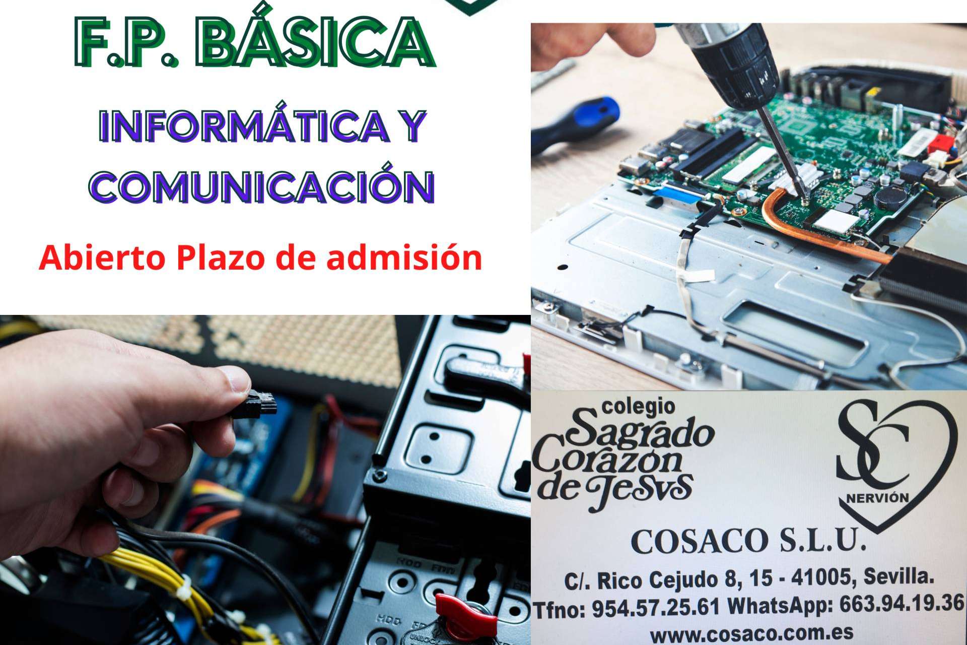 El Colegio Concertado Sagrado Corazón de Jesús en Nervión, Sevilla, ofrece Formación Profesional Básica de Informática con un 100 % de éxito