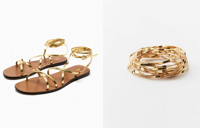 Sandalias y pack de pulseras de Zara