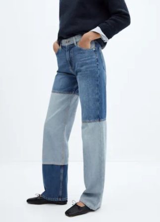 Jeans wideleg patchwork