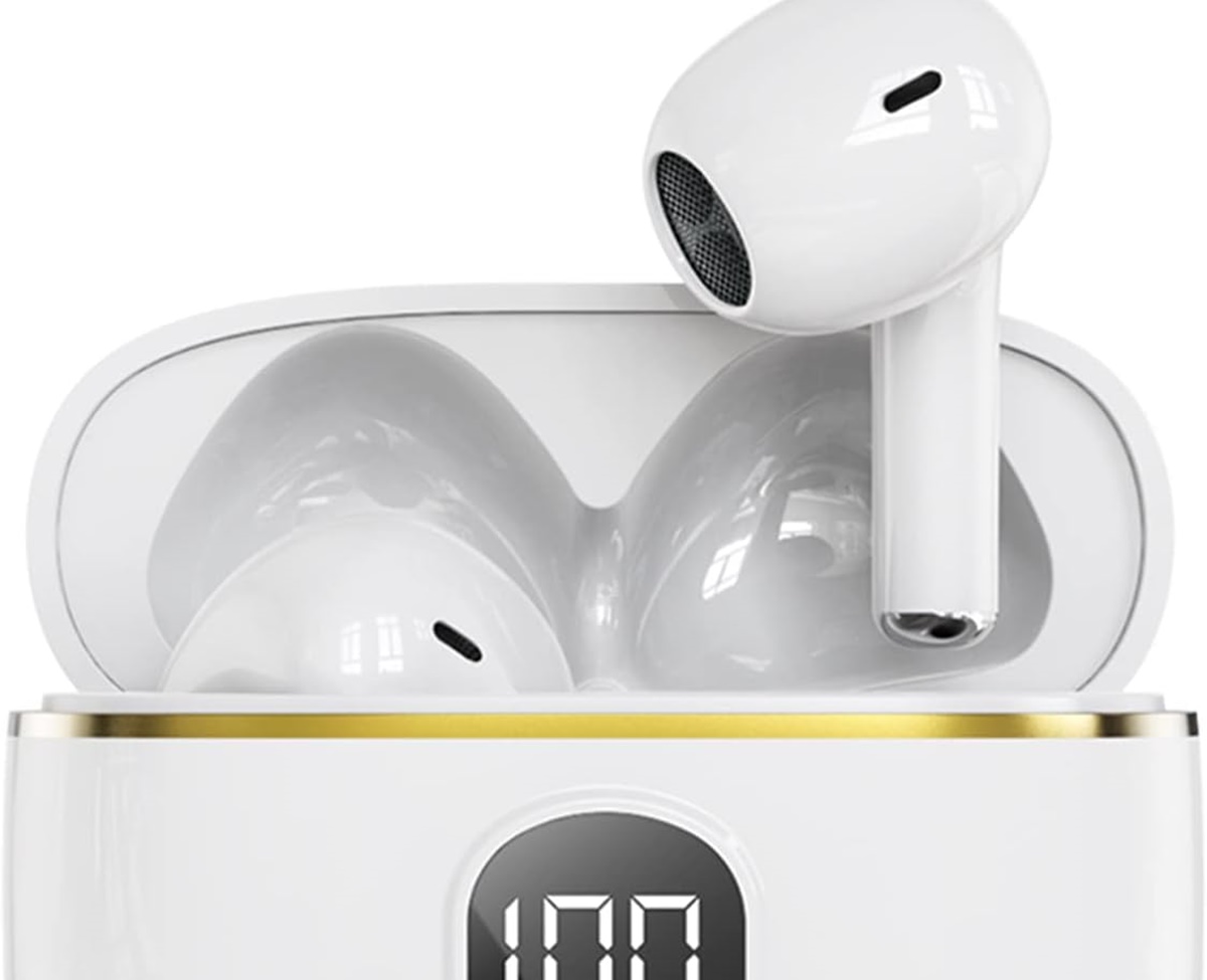 yobola Auriculares Inalámbricos, Auriculares Bluetooth 5.1 HiFi Estéreo,  Cascos Inalambricos Bluetooth con Control Táctil, Micrófono Incorporado,  IPX5