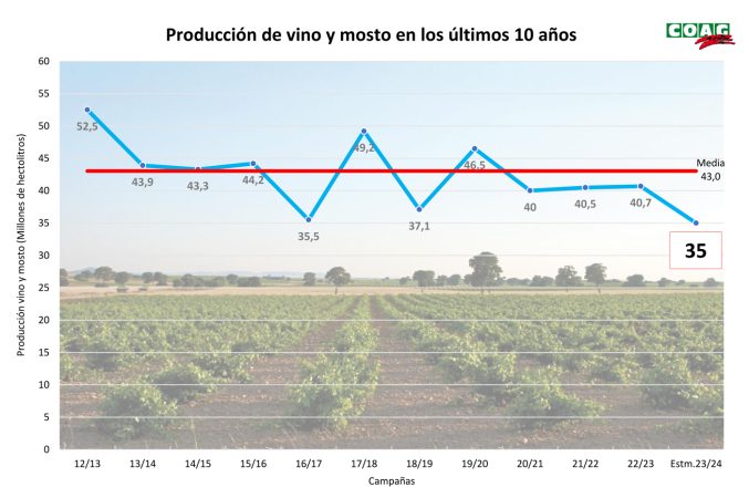 Gráfico producción vino y mosto última década