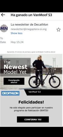 El correo electrónico fraudulento que pone en 'jaque' a Decathlon.