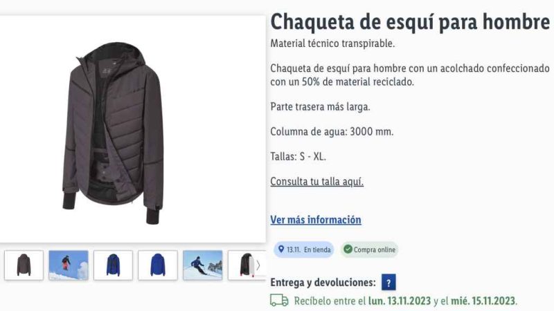 Lidl saca una chaqueta de esquí barata por menos de 30 euros