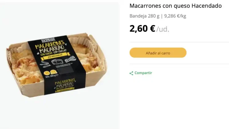 Macarrones con queso Mercadona Merca2.es