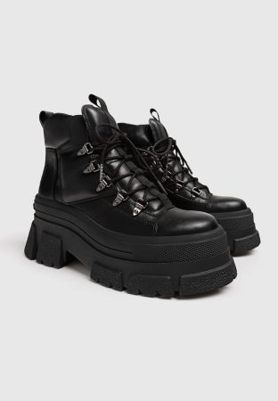Botines flatform montaña acordonados