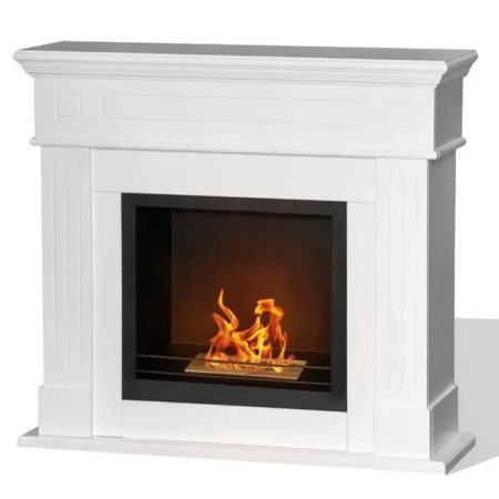 Chimenea de bioetanol de suelo bio-chimenea Cambridge de madera-Blanco