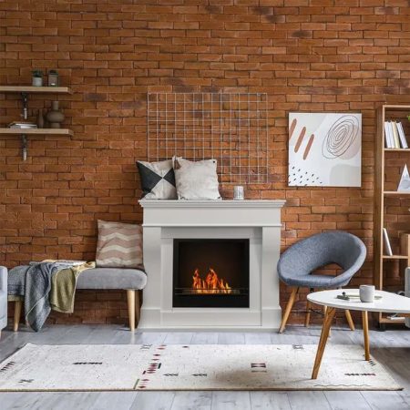 Chimenea de bioetanol suelo blanco Washington