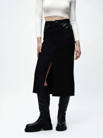 Falda denim midi