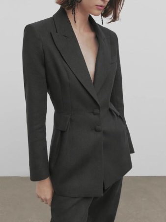 La Americana Traje Lino Pinzas –Studio con la que puedes combinar el Pantalón Traje Lino Recto Pinzas –Studio