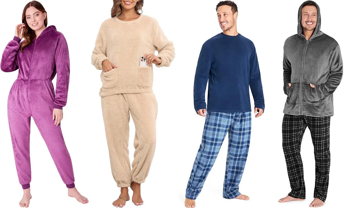  Pijamas de forro polar para mujer, conjunto de dos piezas para  mujer con camiseta larga y pantalones, franela de vellón para mujer,  terciopelo para lavado de noche para invierno, pijamas de