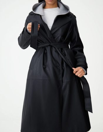 Abrigo trench efecto piel