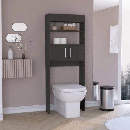 Estantería de baño sobre inodoro Madrid con dos puertas y estantes Wengue