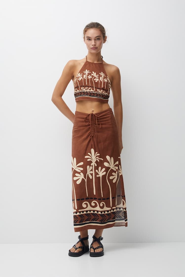 Falda midi estampada
