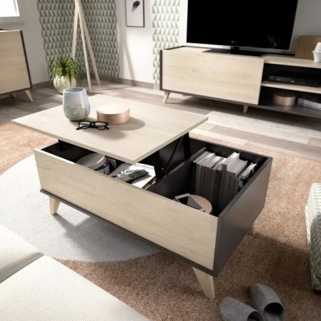 Leroy Merlin te soluciona los problemas de espacio en tu salón con estas seis mesas elevables a precios increíbles 24 Merca2.es Mesa de centro elevable Nela roble y gris