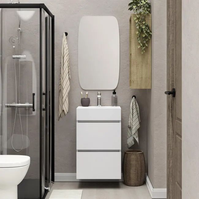 Mueble de baño con lavabo Espacio M blanco