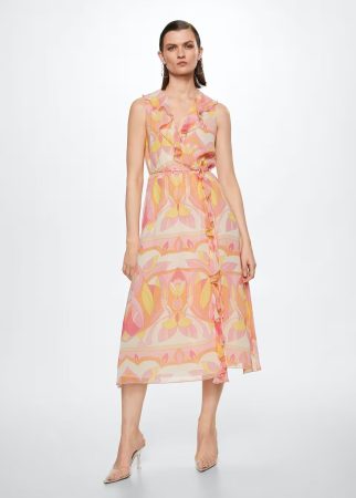 Vestido estampado volantes