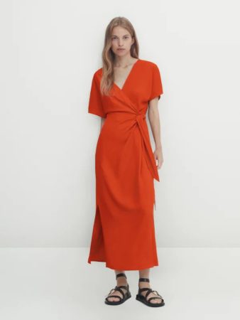 Vestido midi cruzado lazada