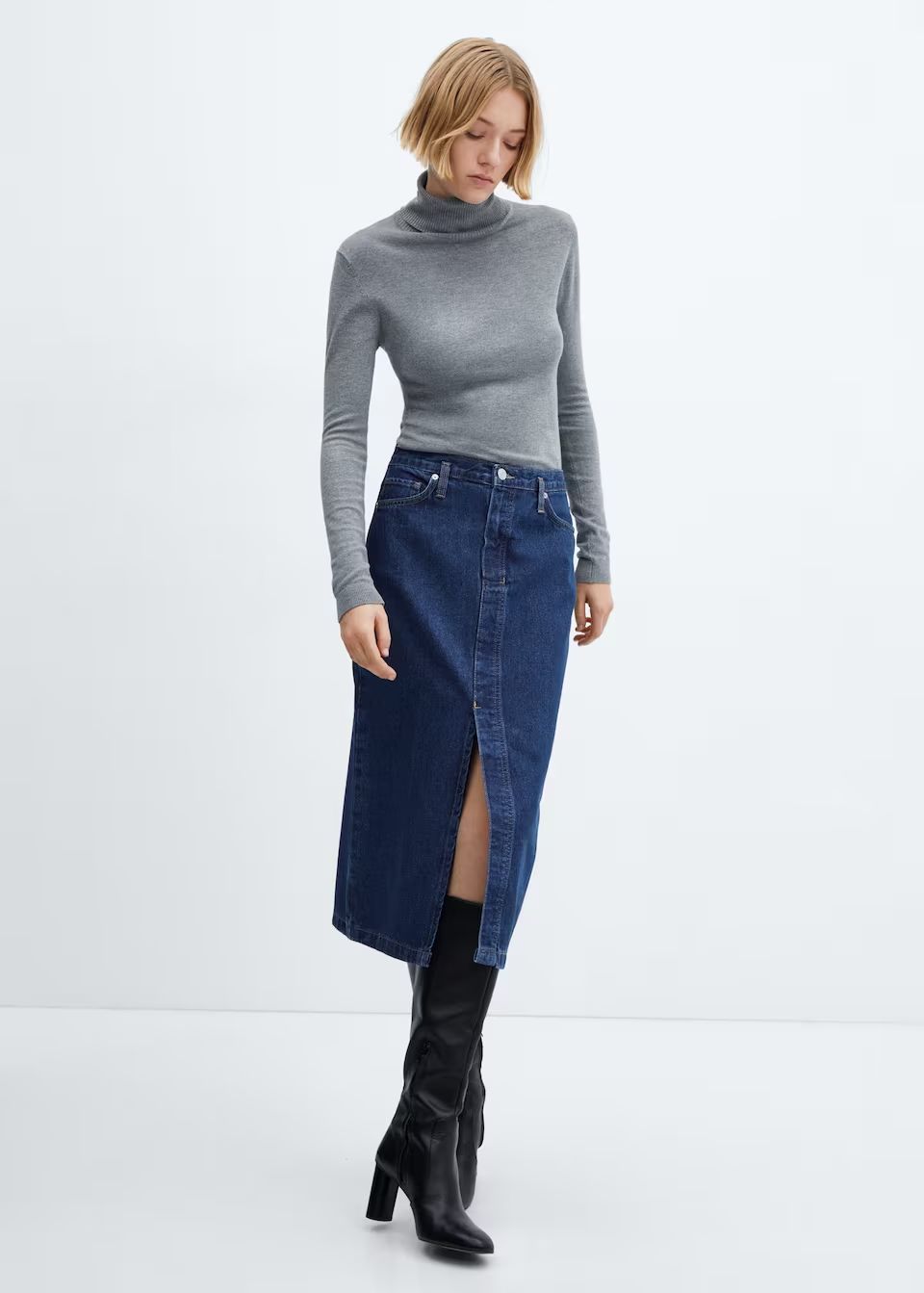 Falda midi vaquera