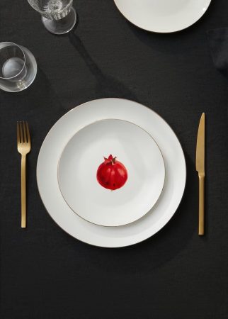 Plato de postre filo dorado dibujo