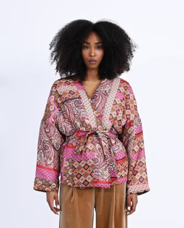 kimono rosa estampado