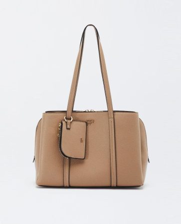 Bolso de hombro estilo shopper con cierre de cremallera y monedero extraíble en marrón de Parfois
