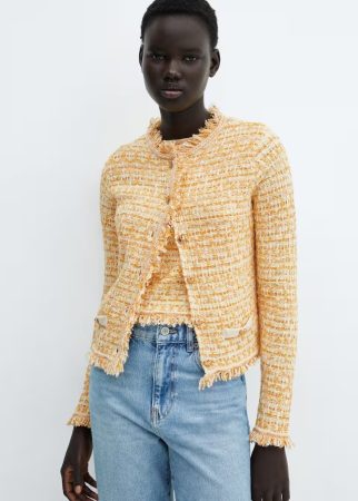 Cárdigan tweed bolsillos