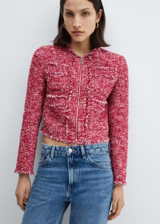 Chaqueta tweed bolsillos