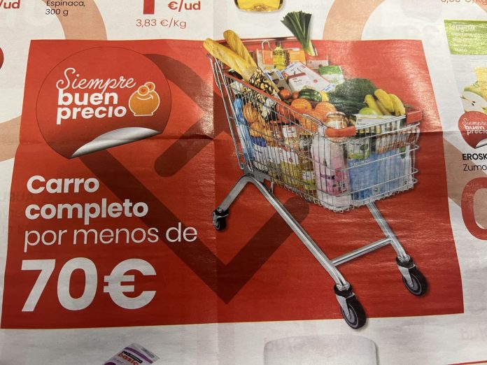 Eroski ofrece una cesta de productos básicos más barata del mercado por menos de 70 euros