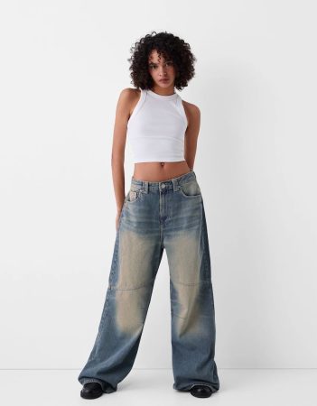 Jeans mega baggy bordado