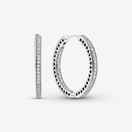 Pendientes de aro en plata de ley Corazones de Pandora grandes