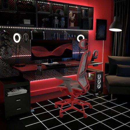 STYRSPELSillón "gaming", gris/rojo