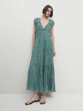 VESTIDO PLISADO DETALLE LAZOS