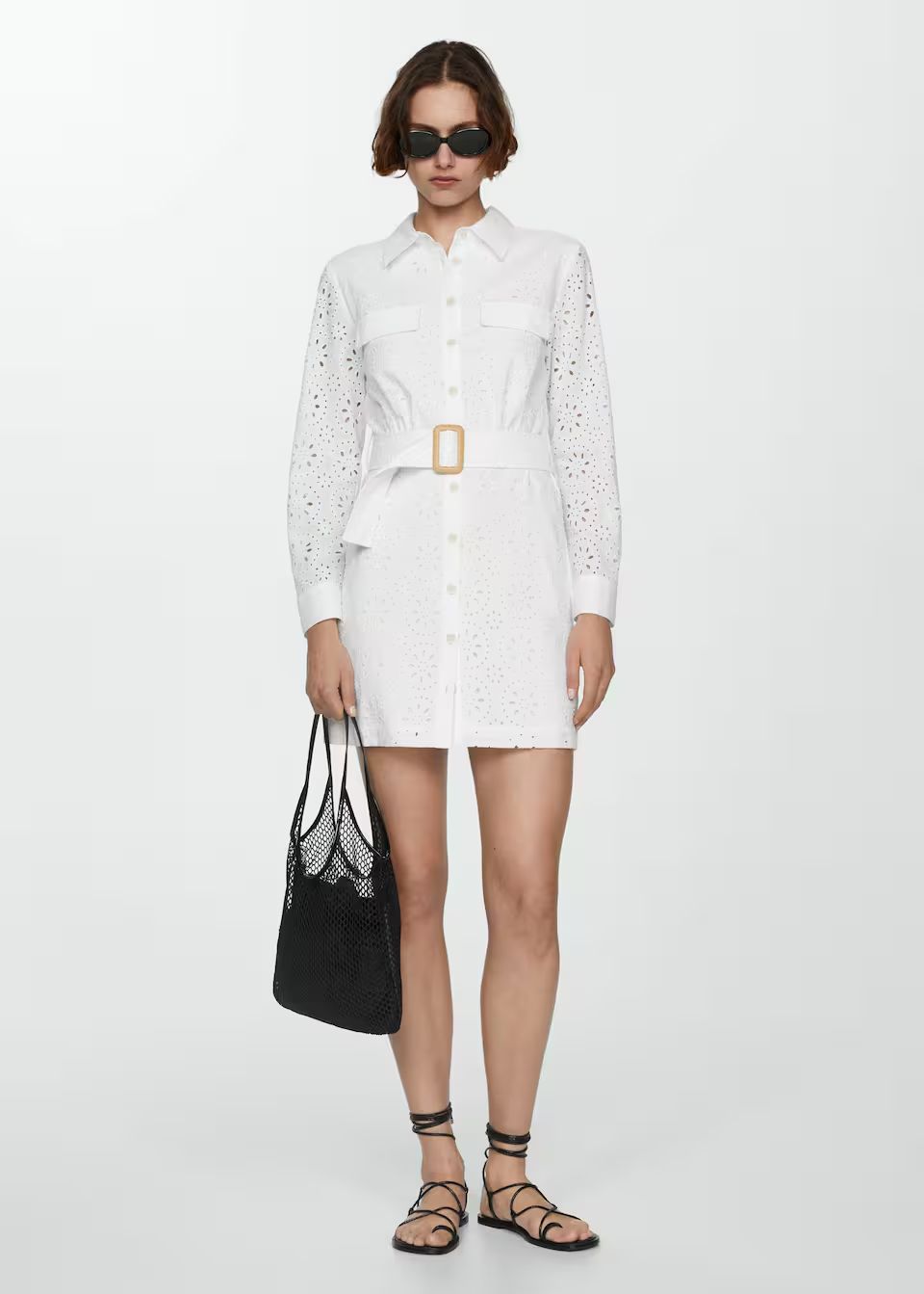 Vestido camisero bordado suizo