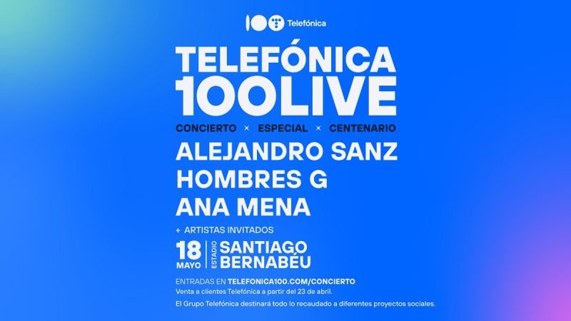 Telefónica celebra los 100 años con una escultura y un conciertazo en el Bernabéu