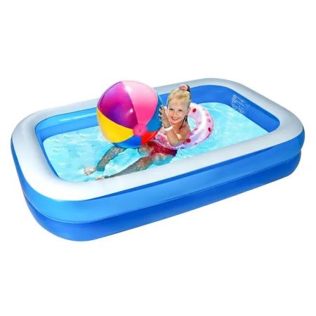 Piscina hinchable 2 capas rectangular 262 x 175 x 58 cm Azul + Blanco