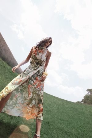 VESTIDO MIDI ESTAMPADO TROPICAL