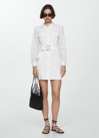 Vestido camisero bordado suizo