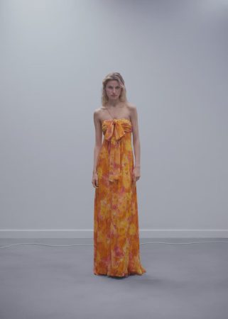 Vestido plisado escote lazo