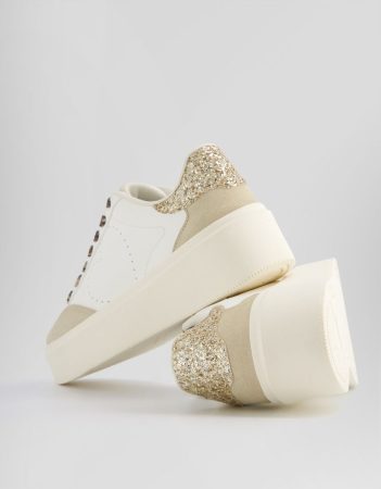 Zapatillas detalle print animal y purpurina