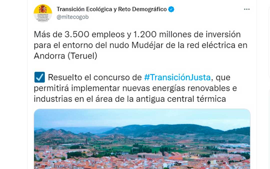 Recurren la adjudicación a una filial de Endesa del Nudo de Transición Justa Mudéjar ante la Audiencia Nacional