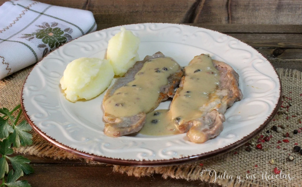 Receta de filetes de cerdo en salsa de pimienta