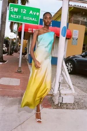 VESTIDO ASIMÉTRICO SATINADO TIE DYE