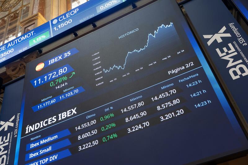 El Ibex 35 se deja un 1,58% en la media sesión y ya mira a los 11.000, con Santander cayendo un 4,6%