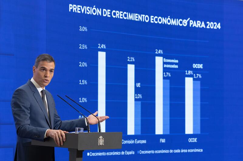 Sánchez considera que la economía progresa a buen paso, aunque se compromete a ser perseverante en solventar la crisis de la vivienda