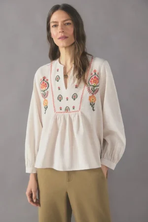 Blusa bordad contraste