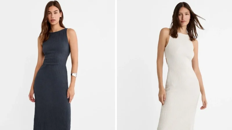 Nuevo en Stradivarius: el vestido drapeado que redefine tu silueta 2 Merca2.es Cuánto cuesta, en que talla hay y colores el vestido de Stradivarius