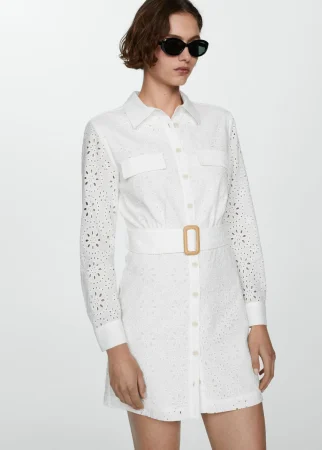Vestido camisero bordado suizo