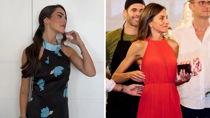 Violeta y la Reina Letizia se apuntan a la tendencia. ¿Quién luce mejor el vestido cuello 'halter'? 1 Merca2.es El cuello "halter" que Violeta y la reina Letizia eligen